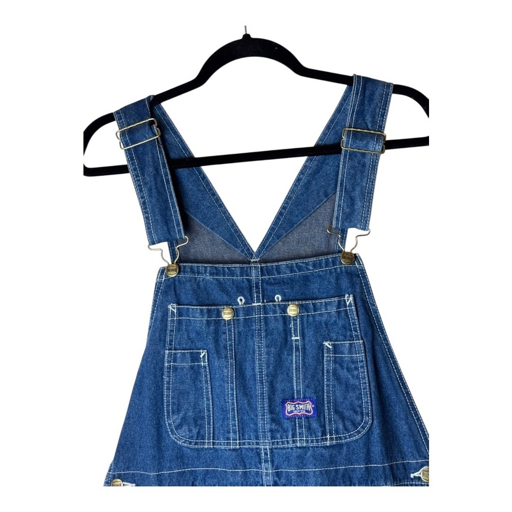 Big Smith Overalls Men 34‎ Blue Medium Wash Denim Bib Carpenter Cargo Y2K Work - Picture 3 of 12